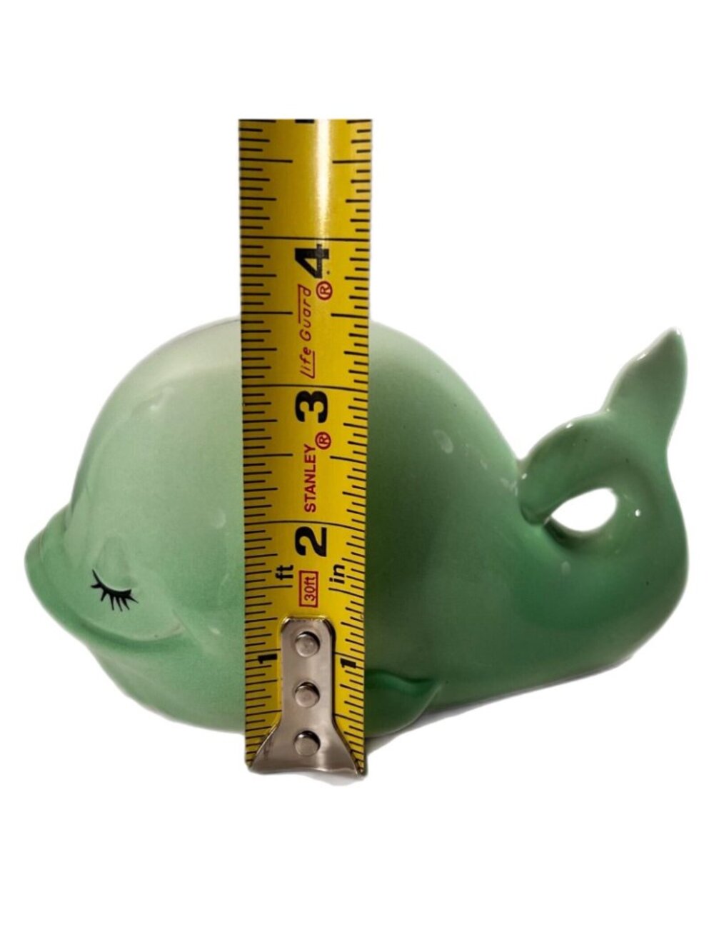 Ceramic Pottery Green Whale Coin Savings Bank with Plug Eyelashes Taiwan HTF - Picture 8 of 12